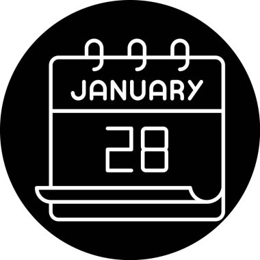 28 Ocak takvim simgesi tasarımı. Buluşma zamanı. Olay çizelgesi. Düz vektör illüstrasyonu.