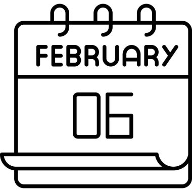 06 Şubat takvim simgesi tasarımı, vektör illüstrasyonu