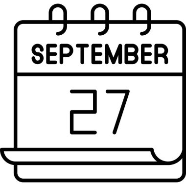 27 Eylül takvim simgesi tasarımı. Buluşma zamanı. Olay çizelgesi. Düz vektör illüstrasyonu.