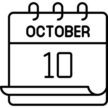 10 Ekim takvim simgesi tasarımı, vektör illüstrasyonu