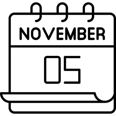 5 Kasım takvim simgesi tasarımı. Buluşma zamanı. Olay çizelgesi. Düz vektör illüstrasyonu.