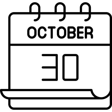 30 Ekim takvim simgesi tasarımı, vektör illüstrasyonu
