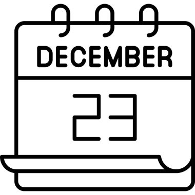 23 Aralık takvim simgesi tasarımı. Buluşma zamanı. Olay çizelgesi. Düz vektör illüstrasyonu.