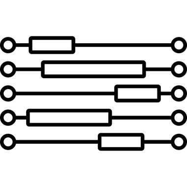 Çemberli birkaç yatay kaydıracının grafiksel çizimi.