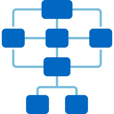 Bir akış şemasının mavi renkteki grafiksel gösterimi.