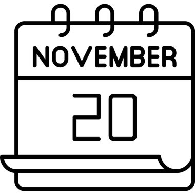 20 Kasım takvim simgesi tasarımı. Buluşma zamanı. Olay çizelgesi. Düz vektör illüstrasyonu.