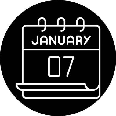 January 7 calendar icon design. Meeting appointment time. Event schedule date. Flat vector illustration.