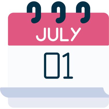 1 Temmuz takvim simgesi tasarımı. Buluşma zamanı. Olay çizelgesi. Düz vektör illüstrasyonu.