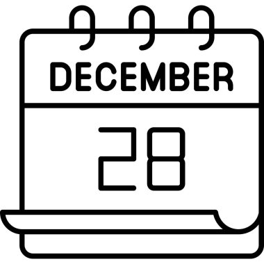 28 Aralık takvim simgesi tasarımı. Buluşma zamanı. Olay çizelgesi. Düz vektör illüstrasyonu.