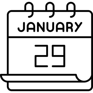 29 Ocak takvim simgesi tasarımı. Buluşma zamanı. Olay çizelgesi. Düz vektör illüstrasyonu.