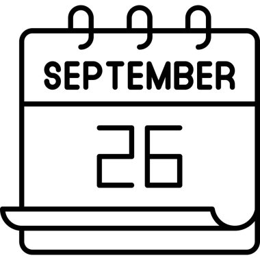 26 Eylül takvim simgesi tasarımı. Buluşma zamanı. Olay çizelgesi. Düz vektör illüstrasyonu.