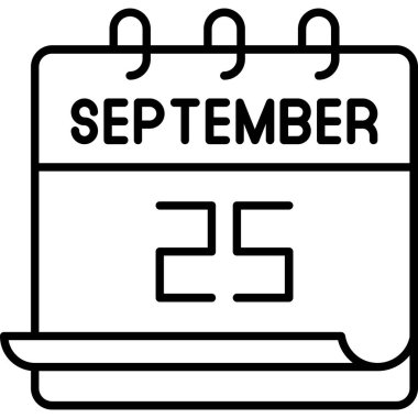 25 Eylül takvim simgesi tasarımı. Buluşma zamanı. Olay çizelgesi. Düz vektör illüstrasyonu.