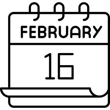 16 Şubat takvim simgesi tasarımı, vektör illüstrasyonu