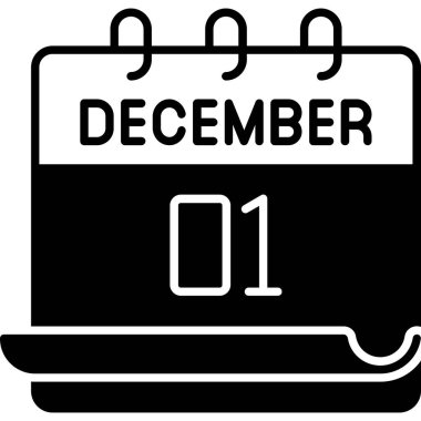 1 Aralık takvim simgesi tasarımı. Buluşma zamanı. Olay çizelgesi. Düz vektör illüstrasyonu.
