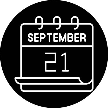 21 Eylül takvim simgesi tasarımı. Buluşma zamanı. Olay çizelgesi. Düz vektör illüstrasyonu.