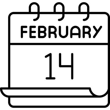 14 Şubat takvim simgesi tasarımı, vektör illüstrasyonu