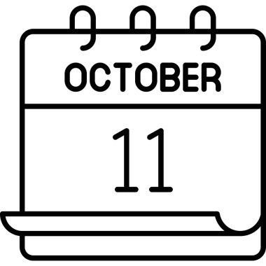 11 Ekim takvim simgesi tasarımı, vektör illüstrasyonu