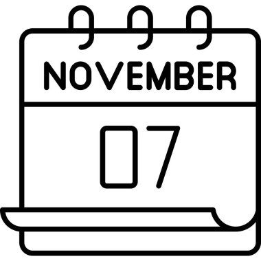 7 Kasım takvim simgesi tasarımı. Buluşma zamanı. Olay çizelgesi. Düz vektör illüstrasyonu.