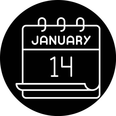 January 14 calendar icon design. Meeting appointment time. Event schedule date. Flat vector illustration.