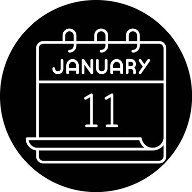 11 Ocak takvim simgesi tasarımı. Buluşma zamanı. Olay çizelgesi. Düz vektör illüstrasyonu.