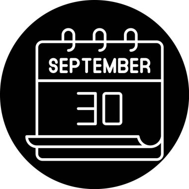 30 Eylül takvim simgesi tasarımı. Buluşma zamanı. Olay çizelgesi. Düz vektör illüstrasyonu.