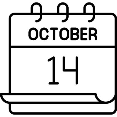 14 Ekim takvim simgesi tasarımı, vektör illüstrasyonu