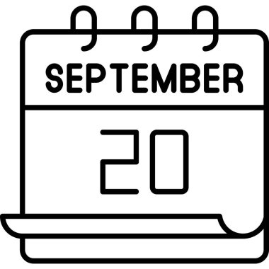 20 Eylül takvim simgesi tasarımı. Buluşma zamanı. Olay çizelgesi. Düz vektör illüstrasyonu.