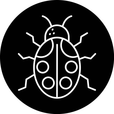 Belirgin benekleri ve bacakları olan bir uğur böceğinin siyah beyaz çizimi