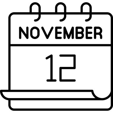 12 Kasım takvim simgesi tasarımı. Buluşma zamanı. Olay çizelgesi. Düz vektör illüstrasyonu.