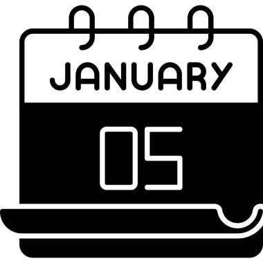 5 Ocak takvim simgesi tasarımı. Buluşma zamanı. Olay çizelgesi. Düz vektör illüstrasyonu.