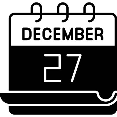 27 Aralık takvim simgesi tasarımı. Buluşma zamanı. Olay çizelgesi. Düz vektör illüstrasyonu.