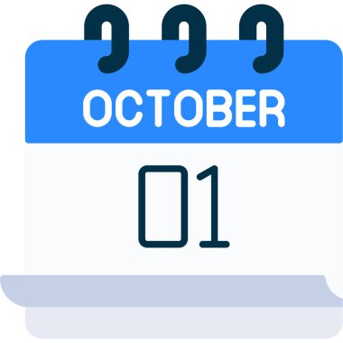 01 Ekim takvim simgesi tasarımı, vektör illüstrasyonu