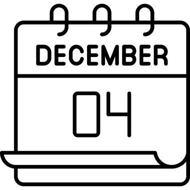4 Aralık takvim simgesi tasarımı. Buluşma zamanı. Olay çizelgesi. Düz vektör illüstrasyonu.