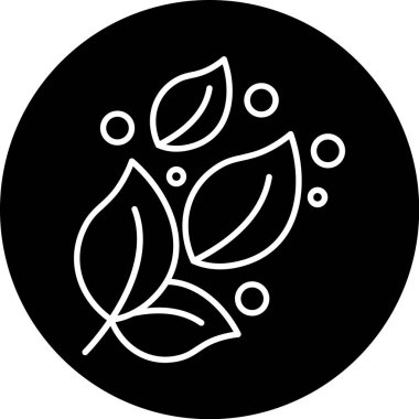 Katı siyah bir çemberin içinde beyaz çizgi simgesi ve yuvarlak kabarcıklar