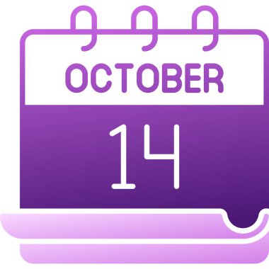 14 Ekim takvim simgesi, vektör illüstrasyonu