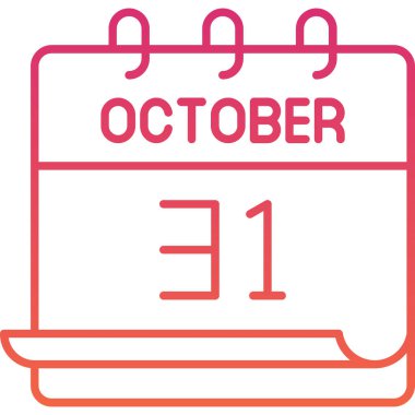 31 Ekim takvim simgesi, vektör illüstrasyonu