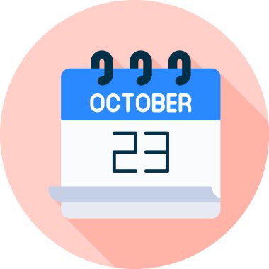 23 Ekim takvim simgesi, vektör illüstrasyonu