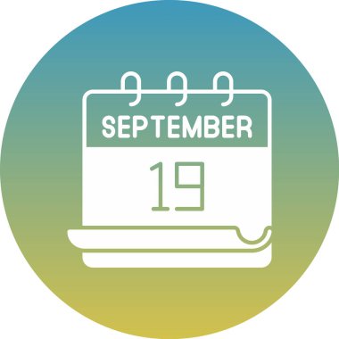 Takvim simgesi gösterme tarihi 19 Eylül, dairesel arkaplan gradyanı