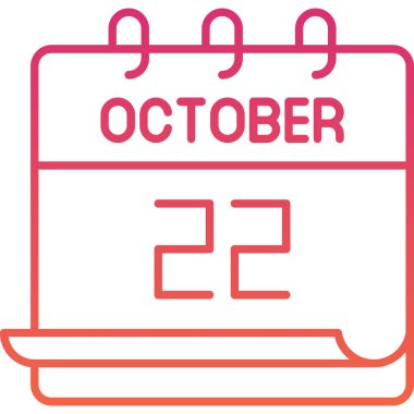 22 Ekim takvim simgesi, vektör illüstrasyonu