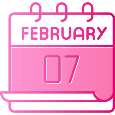 07 Şubat takvim simgesi tasarımı, vektör illüstrasyonu