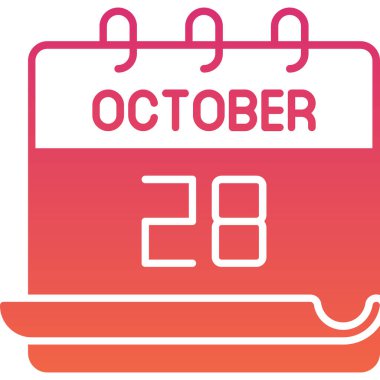 28 Ekim takvim simgesi, vektör illüstrasyonu