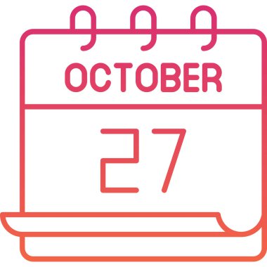 27 Ekim takvim simgesi, vektör illüstrasyonu