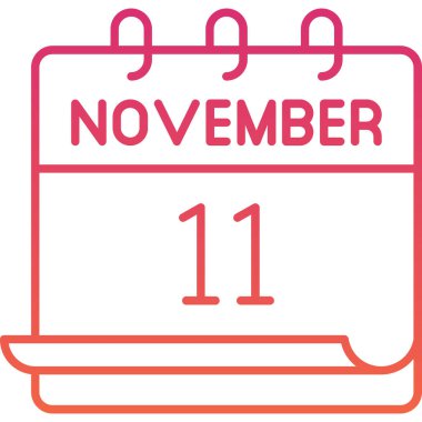 11 Kasım takvim simgesi tasarımı. Buluşma zamanı. Olay çizelgesi. Düz vektör illüstrasyonu.