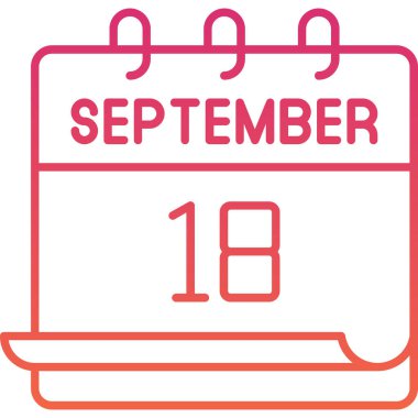 Takvim tasarımı görünür ay ve numara ile 18 Eylül tarihini gösterir.