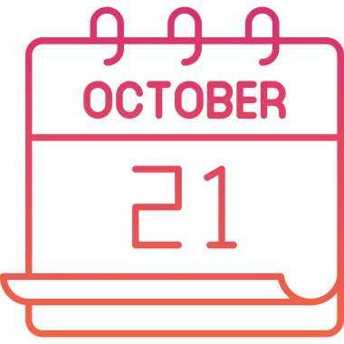 Takvim sayfasının grafik tasarımı 21 Ekim 'i canlı renklerle gösteriyor