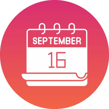 16 ve Eylül tarihli dairesel grafik tasarımı belirgin bir şekilde gösterildi