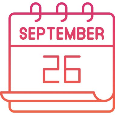 Sekmelerle birlikte 26 Eylül 'ün renkli takvim grafik görüntüleme tarihi