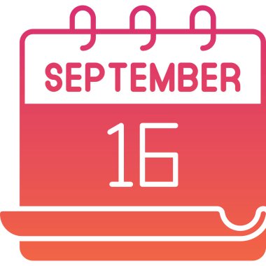 Basit tasarımla birlikte 16 Eylül 'ün renkli grafik takvimi gösterimi.