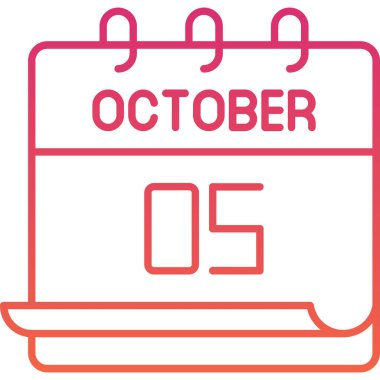 Biçimlendirilmiş takvim tasarımı 5 Ekim 'in grafiksel renk gösterimi tarihi