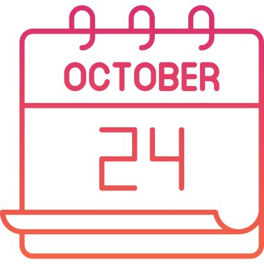 24 Ekim tarihini cesur sayılarla gösteren takvimin renkli çizimi